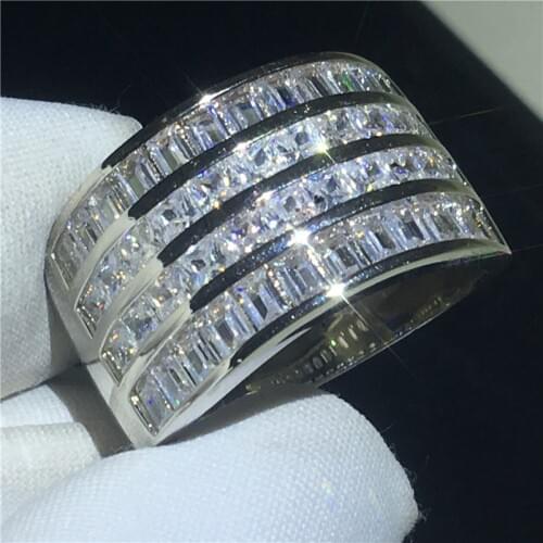 Vintage Magnificent ring Silver color Promise AAAAA Zircon cz Engagement wedding band rings for women men Finger Jewelry