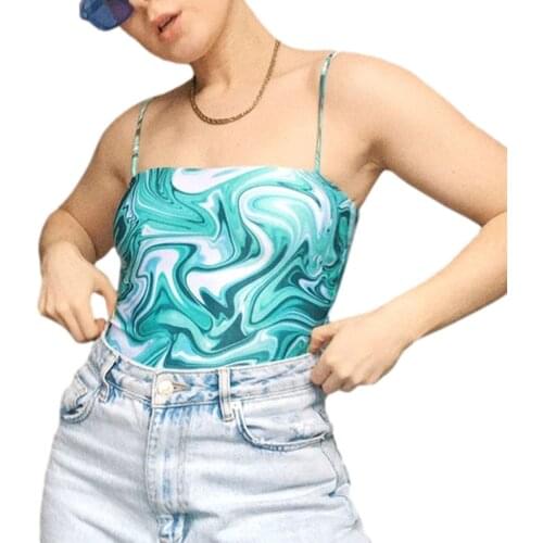 Womens Basic Cami Tops, Casual Sleeveless Spaghetti Strap Abstract Liquid Print Camisole