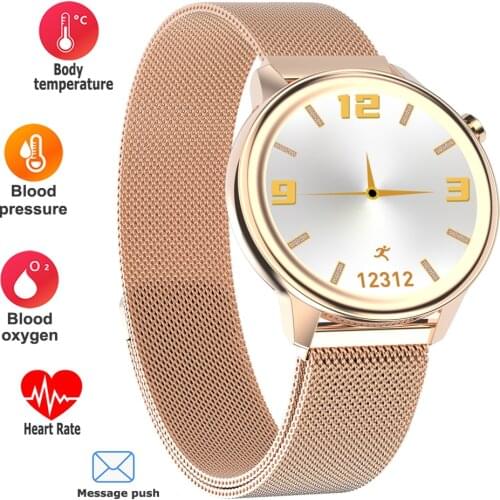 Womens Fashion Smart Watch Body Temperature Sports Fitness Tracker Female Health Respiratory Rate Smartwatch For IOS Android