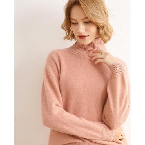 Women 100% Cashmere Sweater Pullover 2021 Winter Warm Turtleneck Elasticity Sweater Female Jumper Knitted Cashmere Sweater Femme