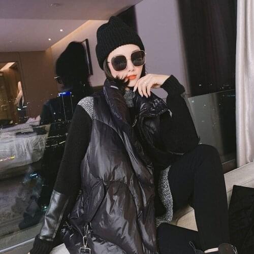 2021 Women Autumn Casual Loose Down Down Vest Lady Stand Collar Sleeveless Down Vest Female Solid Windproof Warm Waistcoat M37