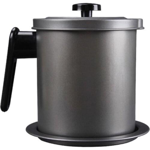 1.4L Leakproof Grease Container Oil Strainer Storage Can Pot Colander w/ Filter