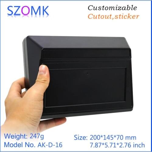 1 piece 200*145*70mm szomk new plastic box electronics desktop enclosure for pcb device housing black plastic junction box