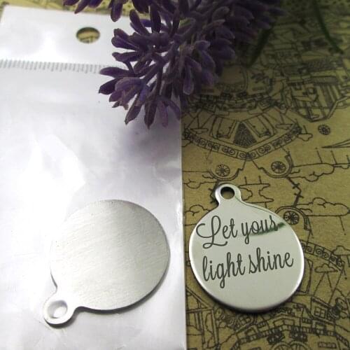 20pcs--"Let Your Light Shine"stainless steel charms more style for choosing DIY Charms pendants for necklace