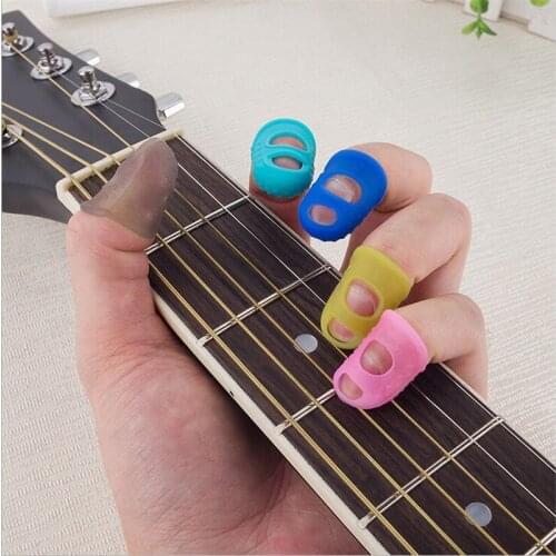 15Pcs Guitar Fingertip Protectors Silicone Finger Guards Guitar Finger Cover For Ukulele Electric Guitar 4 Colors Breathable