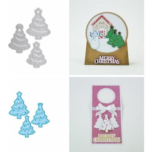 3 Shiny Xmas Tree Metal Cutting Dies Stencils Christmas Tree Die Cut For Card Making DIY New2019 Crafts Cards