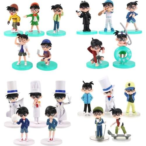 5Pcs/set 4styles Detective Conan Edogawa Konan Kudou Shinichi Richard Moore PVC Action Figure Collectible Model Toy