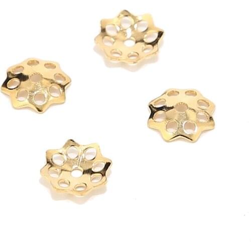 50pcs/lot Gold Plated Stainless Steel Flower Bead Caps Jewelry Findings Accessories for Jewelry Making