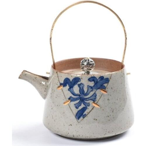 Tea Pot Imitation Bronze Handle Portable Pot Teapot Tracing Gold Germanium Ceramic Home Characteristic Kung Fu Tea Set