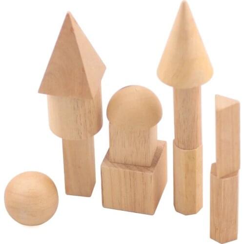 Montessori Baby Toy Early Educational Wooden Teaching Toys geometric model building blocks 12pcs