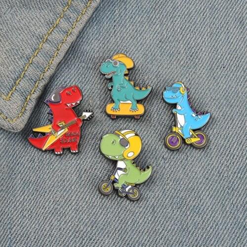Rock Young Dinosaur Enamel Pin Our Lives Lovely Bag Brooch Shirt Lapel Badge Cartoon Jewelry Gift Wholesale for Kids Friends