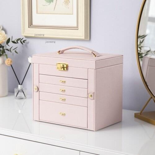 European Cosmetics Watch Drawer Style Storage Box Necklace Earrings Jewelry Organizer Rings Bracelets Storage Case with Mirror