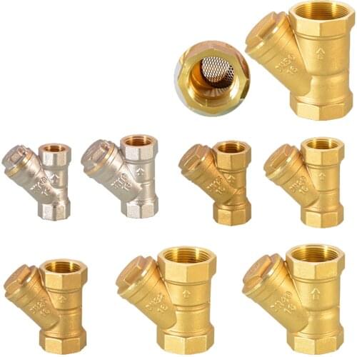 1/4" 3/8" 1/2" 3/4" 1" 1.2" 1.5" 2" BSP Female Thread Brass Inline Y Type Filter Strainer Valve Pipe Fitting for Water Oil