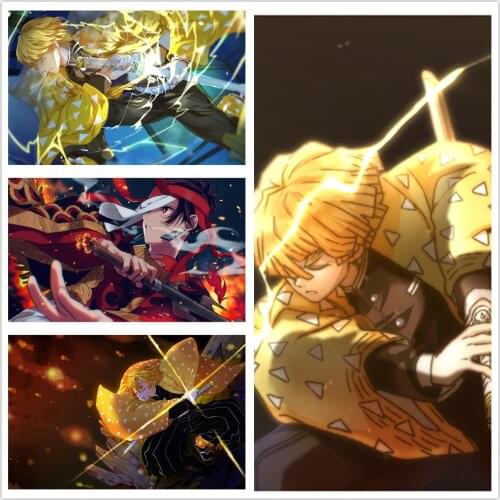 Painting Canvas HD Printed Anime Poster Demon Slayer Agatsuma Zenitsu Pictures Modular Wall Art Living Room Home Decor Framed