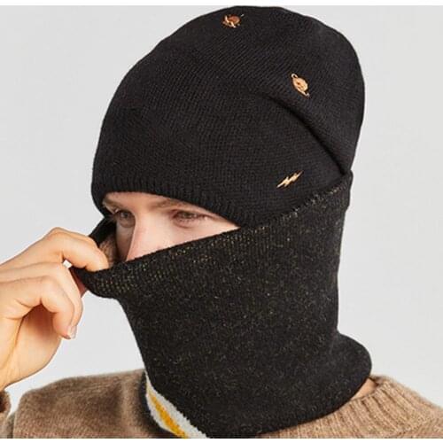 80% HOT SALES！！！Neckerchief Set Embroidery Warm All-match Plush Knit Hat For Winter