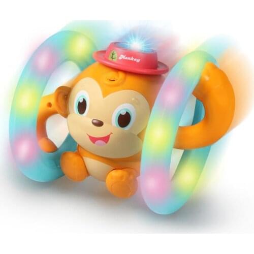 Cute Cartoon Electric Monkey Tipping Toy With Sound Light Voice-Activated Toy Intelligent Voice Control Roll Voice Control Start