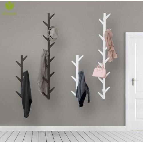 Mrosaa Bamboo Wooden Hanging Coat Rack Wall Hook Clothes Hanger Living Room Bedroom Decoration Hanger Wall Shelves 6/8/10 Hooks