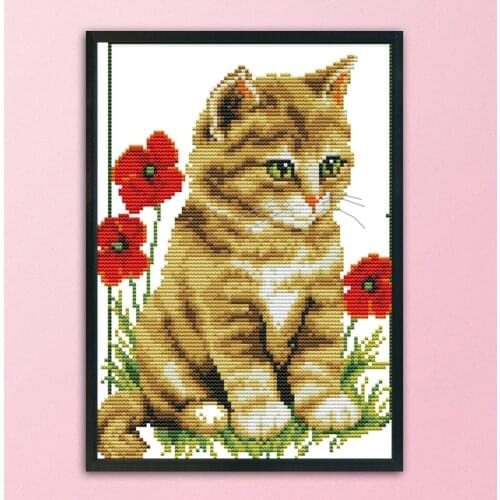 Naughty lovely Animals DIY Needlework Ecological Cotton Thread 11CT Art Stamped Canvas Kit Cross Stitch Home Decoration