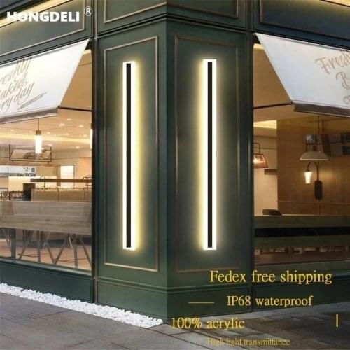 Modern Waterproof outdoor Long Strip LED wall lamp IP65 Aluminum Wall Light Garden porch Sconce Light 90V- 265V Sconce Luminaire