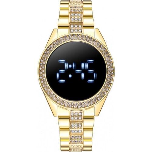 New Fashion Diamond-studded Women Watches Leisure Stainless Steel Ladies Watch Steel Band LED Electronic Watch Ladies Watch Mens