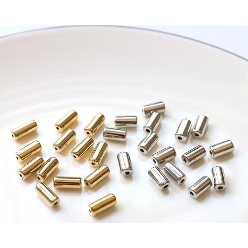 Simple cylindrical straight perforated tube beads golden silver diy handmade jewelry hand-made earrings accessories materials