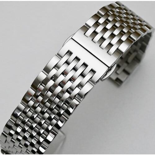 Curved End Stainless Steel Watch Band 12mm 14mm 16mm 18mm 19mm 20mm 22mm Replacement Watch Strap Clasp Watchband Bracelet