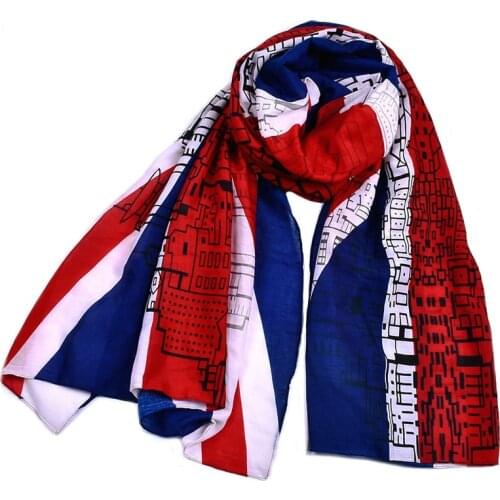UK Flag Scarfs England London Union Jack Shawl Black British Building Buckingham Palace Red Soldier Big Ben Souvenir Scarf YG314