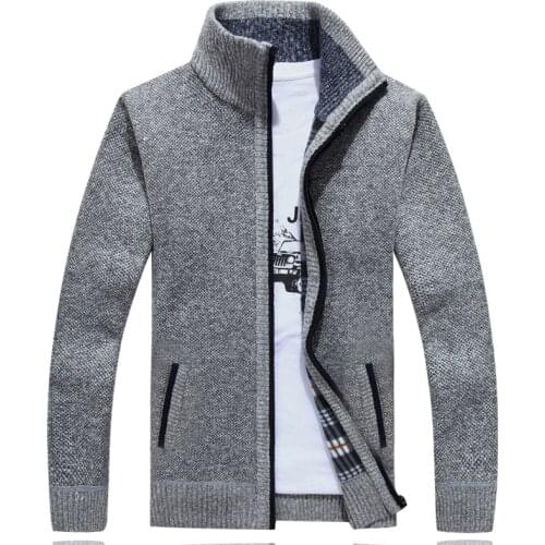 Sweater Men Autumn Winter Cardigan SweaterCoats Male Thick Faux Fur Wool Mens Sweater Jackets Casual Knitwear Plus Size M-4XL