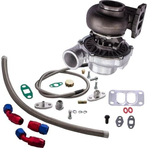 T70 Turbo Compressor Turbocharger T3 Flange 0.7 A/R Oil Drain Return Oil FEED Line hose kit Universal turbine turbolader
