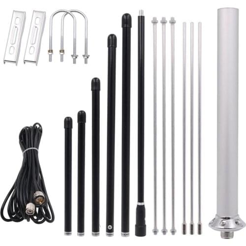 TZT 1/4 FM Transmitter Antenna Kit Outdoor Antenna Aluminum Alloy 87-108MHz Five Center Frequency CZE-GP2 8M cable