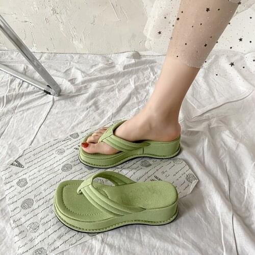 Shoes Rubber Flip Flops Slippers Casual Platform Slipers Women Slides Hawaiian Luxury Summer Flat 2021 Fashion Rome PU Rubber Fl