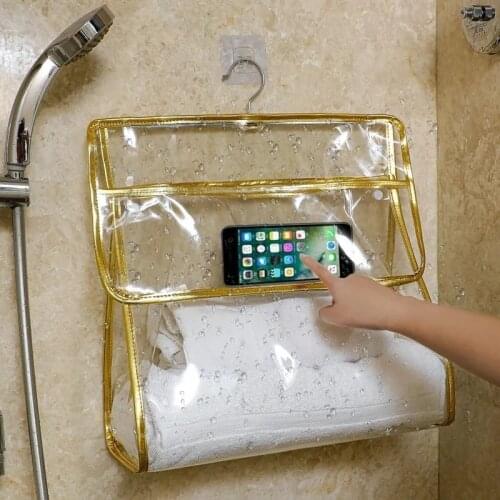 Waterproof Transparent Bathroom Storage Bag Hook Shower Bags Home Dormitory Bath Organizer