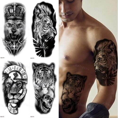 Waterproof Temporary Tattoo Sticker Big Tiger Lion Wolf Rose Arm Tattoo Hipster Tattoo Man Woman Tattoo Body Tattoo Art Tatuajes