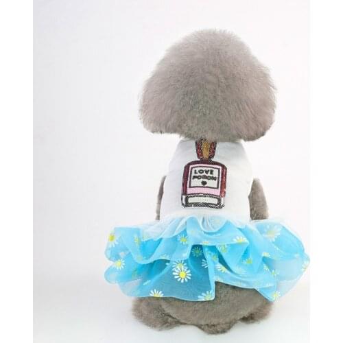 Pet skirt spring and summer pet skirt cotton dog skirt Petstyle perfume bottle printing pink blue dog skirt pet clothes