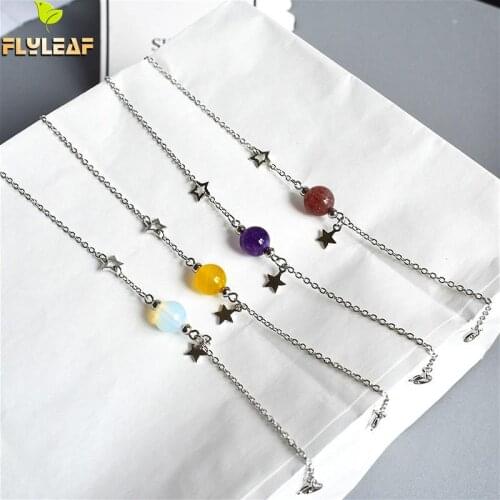 Star Bell Nature Stone Opal Crystal 100% 925 Sterling Silver Bracelets For Women Fashion Fine Jewelry Bracelets & Bangles
