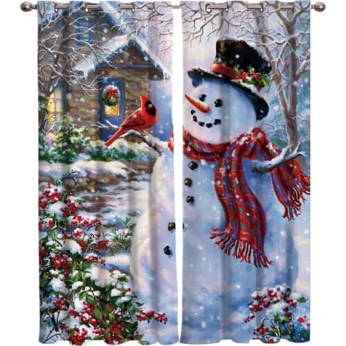 Winter Christmas Santa Window Curtains Bedroom Kitchen Curtain Panel Christmas Home Decor Curtains for Living Room