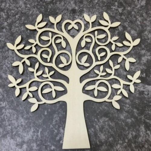 10pcs15cm/5.9in wood cut out decorative wood tree home decoration pieces wooden family tree