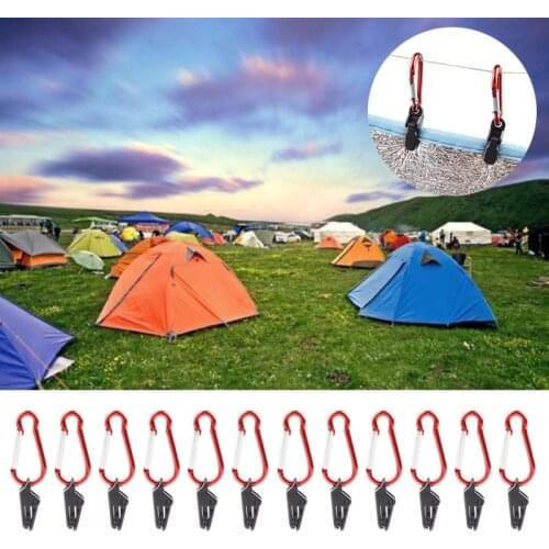 12Pcs Hook Plastic Windproof Clamp Set Survival Grommet Tent Clips Buckle Awning Tarp Fixed Outdoor Camping Tent Accessories