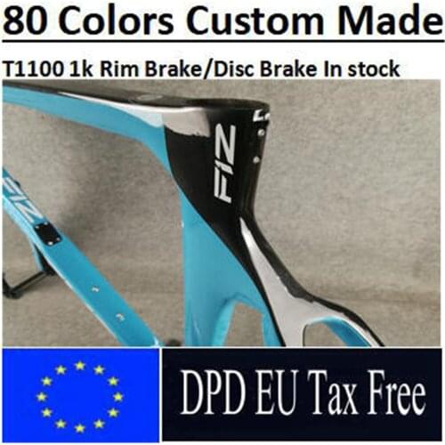 1K Carbon Road Frame Road Bike Frame Bicycle Frameset + Handlebar BB68 Blue Black DISC BRAKE