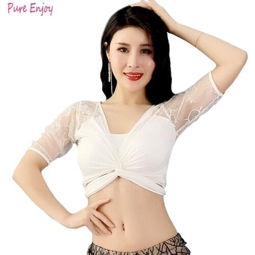 2020 Belly Dance Mesh Sexy Top Performance Costume Ladies Practice Clothes Oriental Dance Clothes Free Shipping