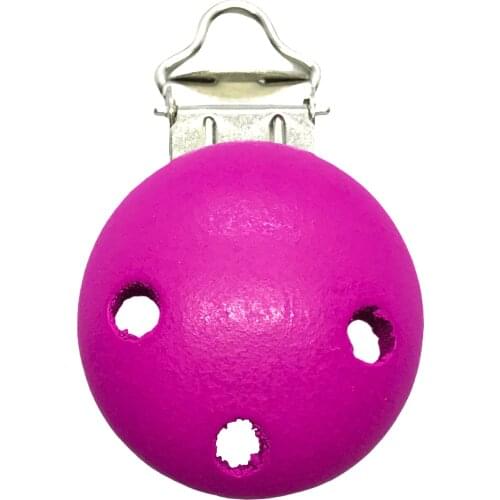 25PCS HOT PINK Color Natural Wood Baby Pacifier Dummy Suspender Holder Clips