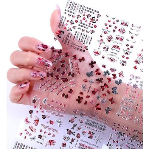 30Sheets Nail Seal Decals, 3D nail seal art, Beautiful Nail Sticker Self-Adhesive Transfer 3D Butterfly /Rose Decals,J767687uy
