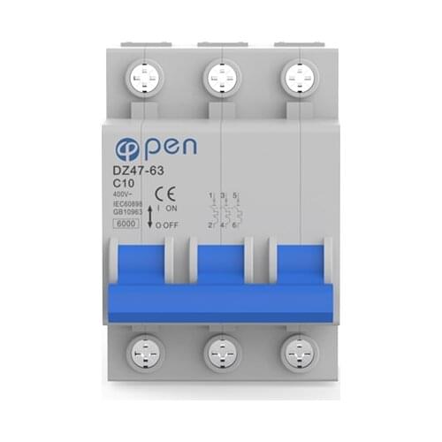 3P Miniature Circuit Breaker MCB DZ47 C45 Series for Overload and Short Circuit Protection