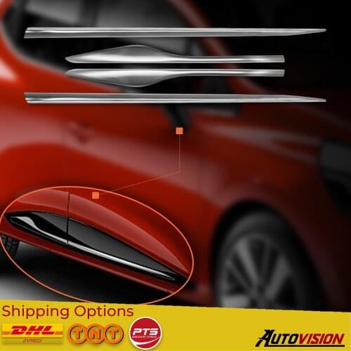 For Renault Clio 4 2012 2013 2014 2015 2016 2017 2018 2019 Car Accessories ABS Chrome Side Door Streamer Body Molding Trim 4 pcs