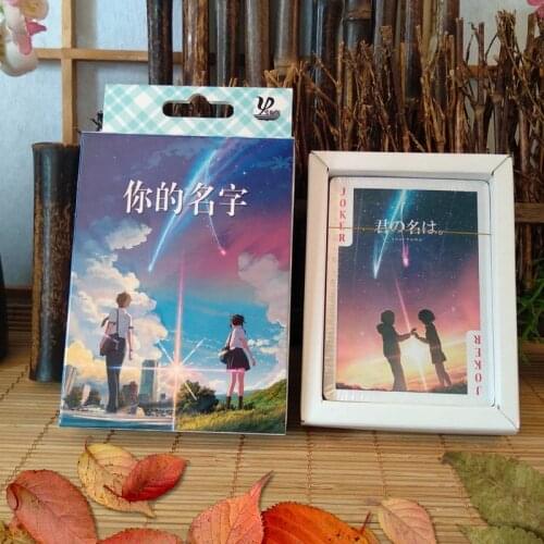 54pcs cards Anime cartoon your name Cosplay Board Game Cards Hardcover poker toy gift with box