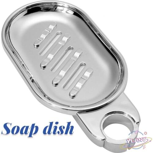 SWT Soap Dish Adjustable Shower Rail Slide Soap Plates 12.5*8cm Smooth Silver Color Bathroom HolderDurable Clip-on Soap Tray