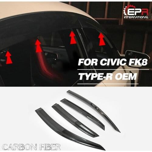 For Honda FK8 CIVIC TYPE-R Carbon Fiber OEM Door Window Visor Glossy Finish Side Rain Eyelid Fibre Door Eyebrow Drift Body Kit