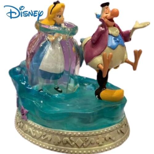 Disney Genuine Kawaii Alice Figurine Bottole Resin Dolls Decor Princess Anime Action Figure Collection Model Kids Toys Gifts