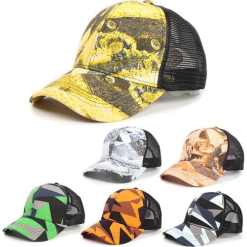 New High Quality Camouflage Graffiti Mesh Summer Sun Hat Caps for Men Women Adjustable Baseball Cap Mens Trucker Hats