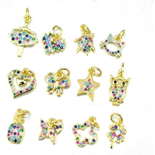 Cubic Zirconia Four Leaf Clover Jewelry Pendant Pineapple Pendant Owl Pendant DIY Jewelry Accessories Little Turtle Necklace